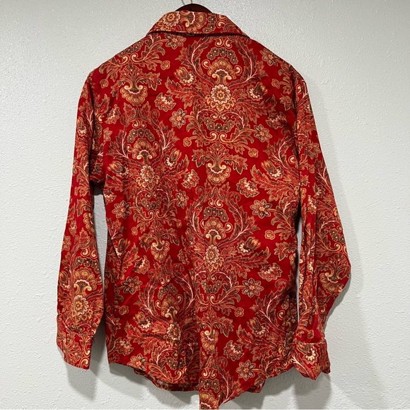 Lauren Ralph Lauren Sz L Monogramed Paisley Button Front Night Shirt Top Pajama - Picture 5 of 11